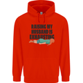 Raising My Husband Is Exhausting Mens 80% Cotton Hoodie Bright Red