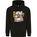 Ramen Lucky Cat Mens 80% Cotton Hoodie Black