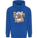 Ramen Lucky Cat Mens 80% Cotton Hoodie Royal Blue