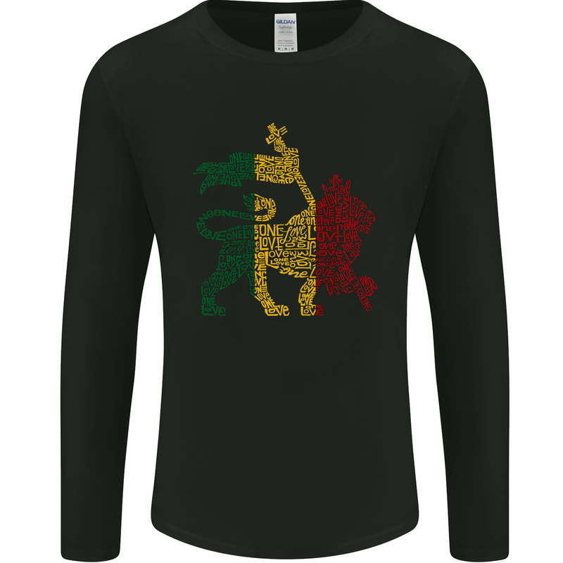 Rasta Lion Jamaica Reggae Music Jamaican Mens Long Sleeve T-Shirt Black