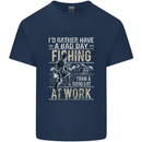 Rather a Bad Day Fishing Funny Fisherman Mens Cotton T-Shirt Tee Top Navy Blue