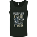 Rather a Bad Day Fishing Funny Fisherman Mens Vest Tank Top Black