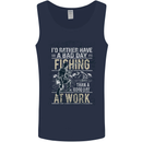Rather a Bad Day Fishing Funny Fisherman Mens Vest Tank Top Navy Blue