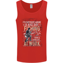 Rather a Bad Day Fishing Funny Fisherman Mens Vest Tank Top Red