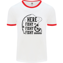 Here Fishy Fishy Funny Fishing Fisherman Mens White Ringer T-Shirt White/Red