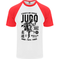 Judo Strength and Courage Martial Arts MMA Mens S/S Baseball T-Shirt White/Red