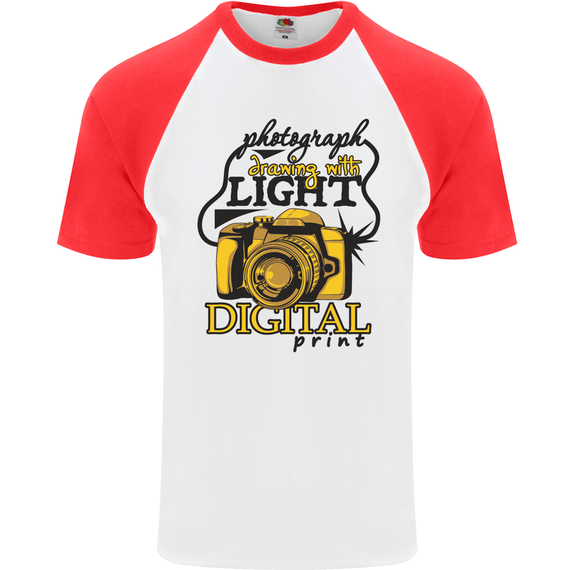 Photography Drawing With Light Photographer Mens S/S Baseball T-Shirt White/Red