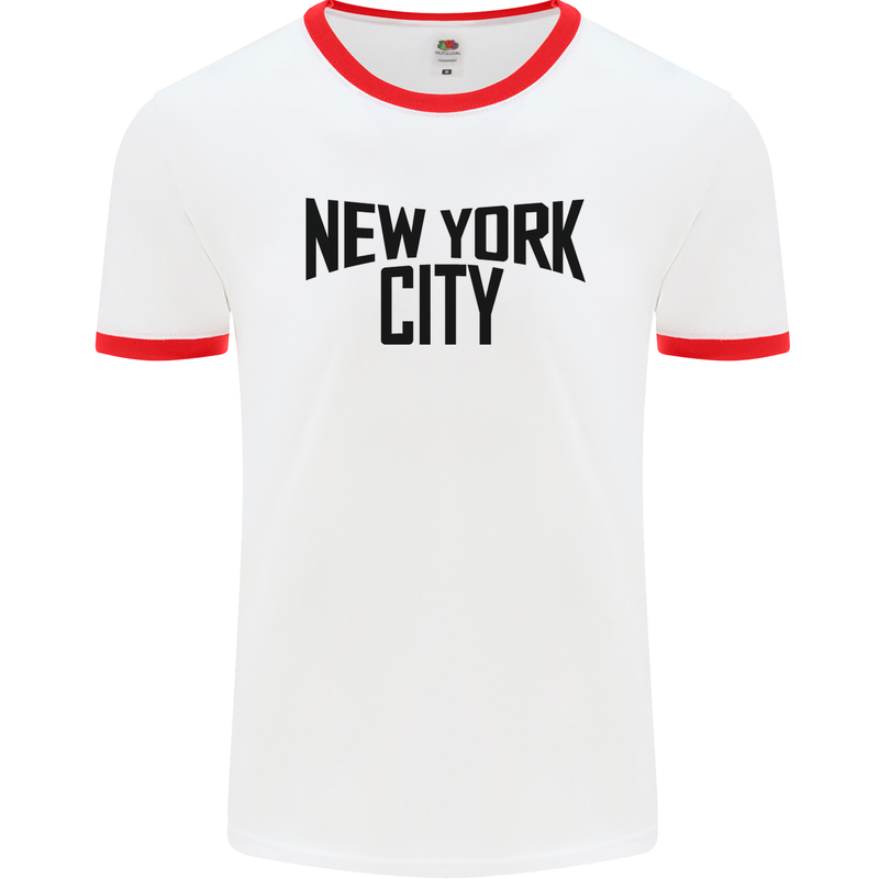 New York City as Worn by John Lennon Mens White Ringer T-Shirt White/Red