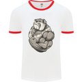 Bulldog Gym Bodybuilding Training Top Mens White Ringer T-Shirt White/Red