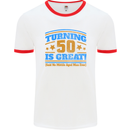 50th Birthday Turning 50 Is Great Year Old Mens White Ringer T-Shirt White/Red