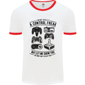 Control Freak Funny Gaming Gamer Mens White Ringer T-Shirt White/Red