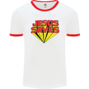 Jesus Saves Funny Christian Mens White Ringer T-Shirt White/Red