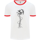 Headphone Wearing Skull Spine Mens White Ringer T-Shirt White/Red
