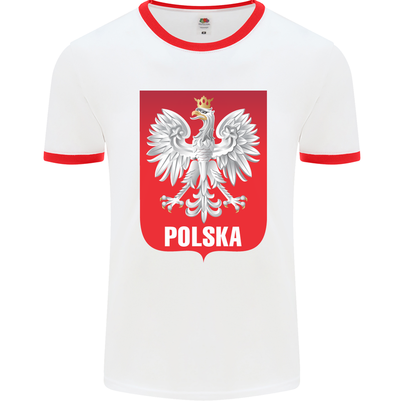 Polska Orzel Poland Flag Polish Football Mens White Ringer T-Shirt White/Red