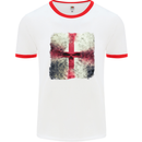 Dissolving England Flag St. George's Skull Mens White Ringer T-Shirt White/Red