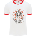 Japanese Kitsune Paranormal Fox Mens White Ringer T-Shirt White/Red