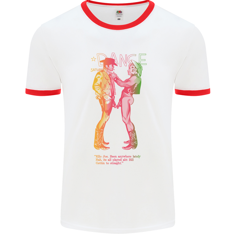 As Worn By Sid Vicious Naked Cowboys LGBT Mens White Ringer T-Shirt White/Red