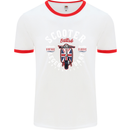Legendary British Scooter Motorcycle MOD Mens White Ringer T-Shirt White/Red