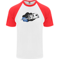 Funny Caravan Space Shuttle Caravanning Mens S/S Baseball T-Shirt White/Red