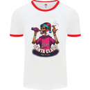 Bad Santa Claus Funny Skull Beer Alcohol Mens Ringer T-Shirt White/Red