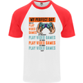 My Perfect Day Video Games Gaming Gamer Mens S/S Baseball T-Shirt White/Red