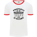 11th Wedding Anniversary 11 Year Funny Wife Mens Ringer T-Shirt White/Red