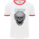 Creep Human Skull Gothic Rock Music Metal Mens White Ringer T-Shirt White/Red