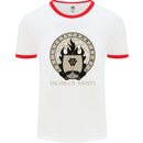 Vikings Valhalla Awaits Valknut Symbol Odin Mens White Ringer T-Shirt White/Red