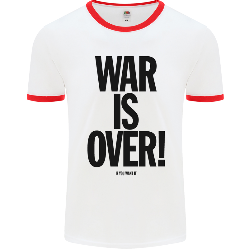 War Is Over if You Want It John Lennon Mens White Ringer T-Shirt White/Red