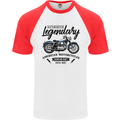 Legendary Motorcycles Biker Cafe Racer Mens S/S Baseball T-Shirt White/Red