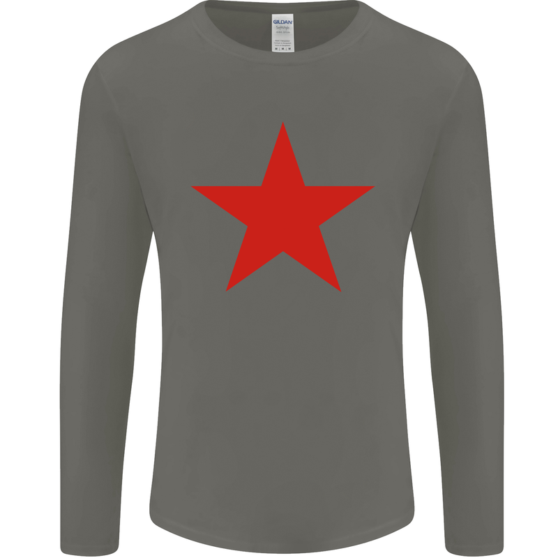 Red Star Army As Worn by Mens Long Sleeve T-Shirt Charcoal