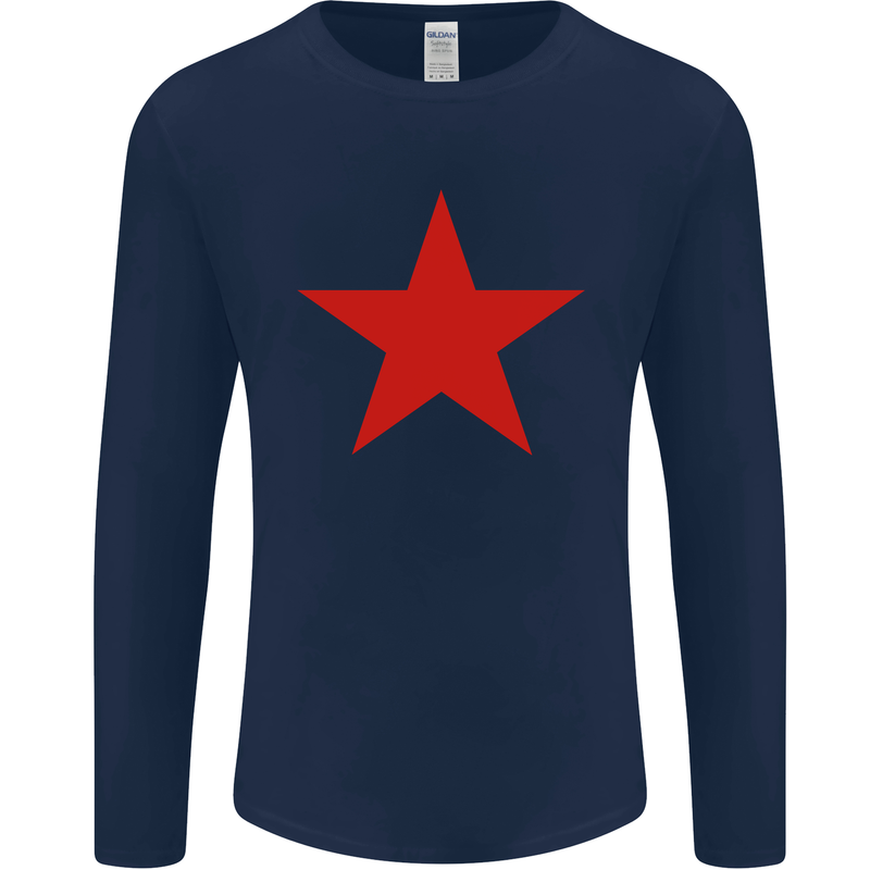 Red Star Army As Worn by Mens Long Sleeve T-Shirt Navy Blue