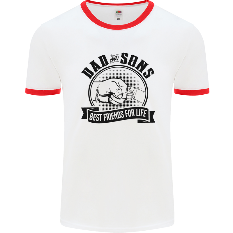 Dad & Sons Best Friends Father's Day Mens White Ringer T-Shirt White/Red