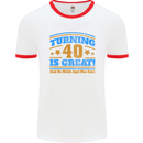 40th Birthday Turning 40 Is Great Year Old Mens White Ringer T-Shirt White/Red