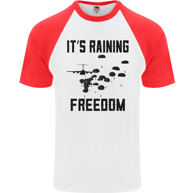 Freedom Parachute Regiment Para 1 2 3 4 10 Mens S/S Baseball T-Shirt White/Red