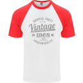 Vintage Year 55th Birthday 1968 Mens S/S Baseball T-Shirt White/Red