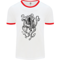 Scuba Diving Octopus Diver Mens White Ringer T-Shirt White/Red