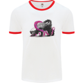 Honey Badger Mens White Ringer T-Shirt White/Red