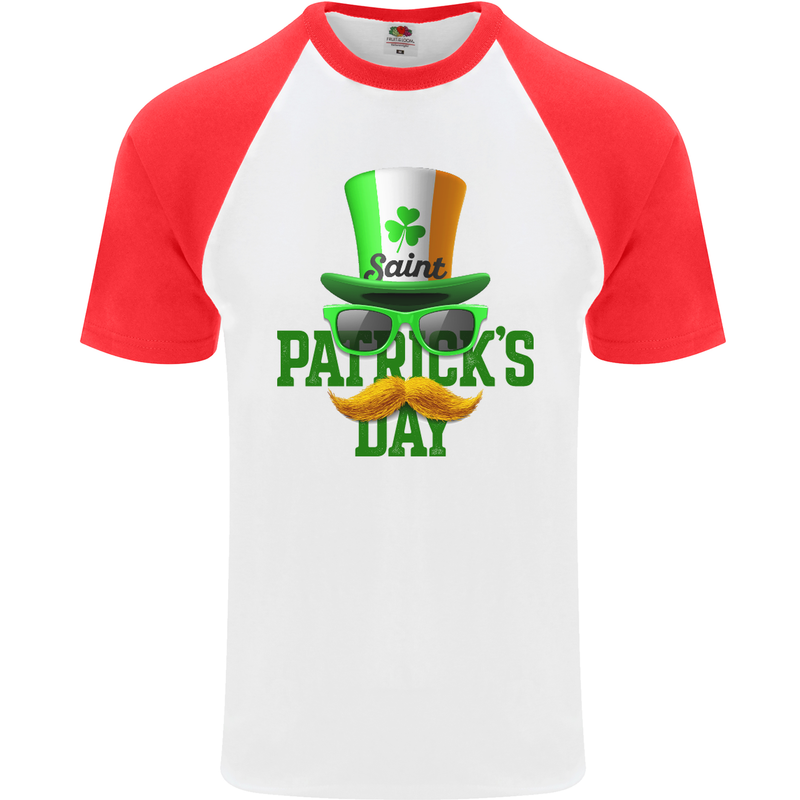 St. Patrick's Day Disguise Funny Mens S/S Baseball T-Shirt White/Red