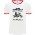 Old Man Motorbike Biker Motorcycle Funny Mens White Ringer T-Shirt White/Red