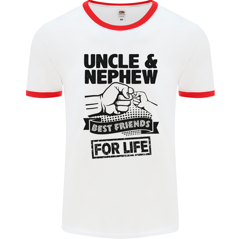 Uncle & Nephew Best Friends Uncle's Day Mens White Ringer T-Shirt White/Red