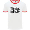The Rodfather Funny Fishing Rod Father Mens White Ringer T-Shirt White/Red