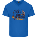 Reel Cool Grandad Funny Fishing Fisherman Mens V-Neck Cotton T-Shirt Royal Blue