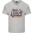 Reel Cool Grandad Funny Fishing Fisherman Mens V-Neck Cotton T-Shirt Sports Grey
