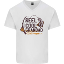 Reel Cool Grandad Funny Fishing Fisherman Mens V-Neck Cotton T-Shirt White