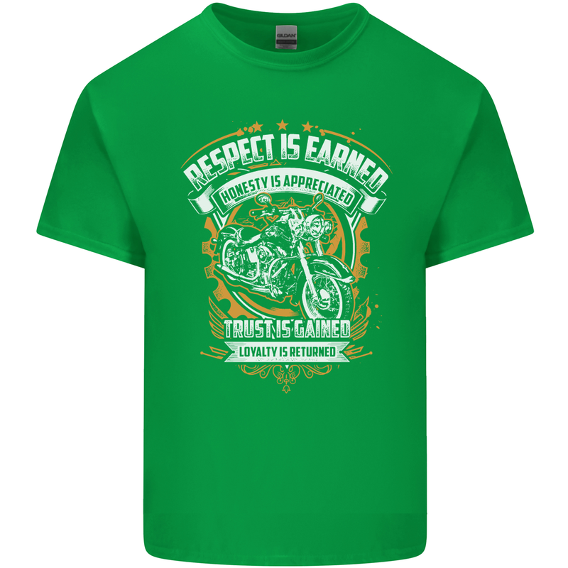 Respect Earned Motorcycle Motorbike Biker Mens Cotton T-Shirt Tee Top Irish Green
