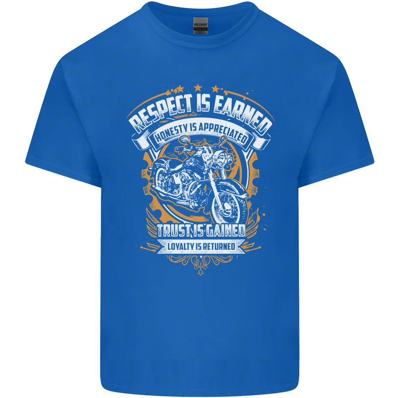 Respect Earned Motorcycle Motorbike Biker Mens Cotton T-Shirt Tee Top Royal Blue