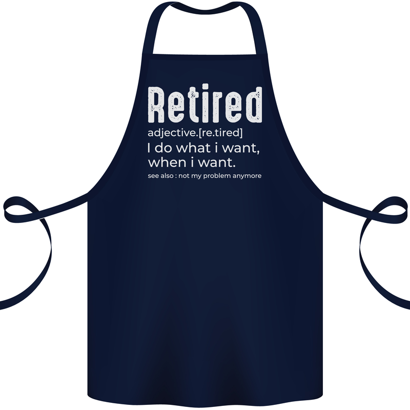 Retired Definition Funny Retirement Cotton Apron 100% Organic Navy Blue