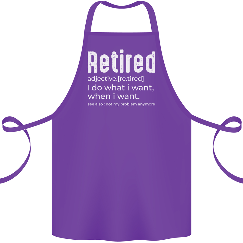 Retired Definition Funny Retirement Cotton Apron 100% Organic Purple