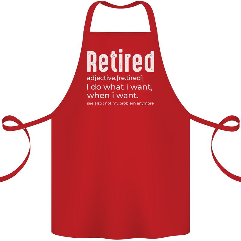 Retired Definition Funny Retirement Cotton Apron 100% Organic Red